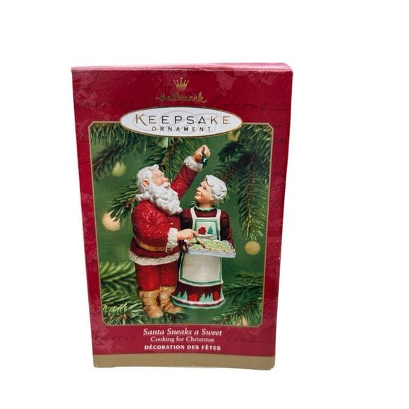 Hallmark Cooking for Christmas Ornament Santa Sneaks a Sweet 2001 Mrs Claus Used - Picture 1 of 3